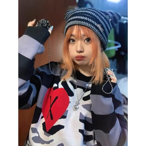 Crochet Beanie Hat Women Vintage Slouchy Y2K Accessories Knit Hat
